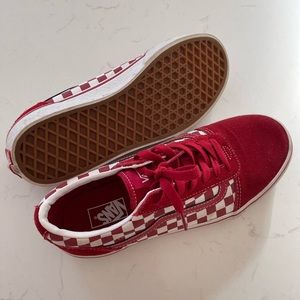 Boys Checkerboard Red Vans
